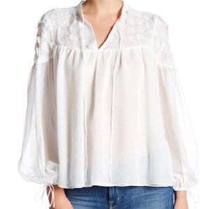 Endless Rose Sheer Flower Appliqué Blouse